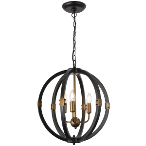 Chandelier Sphere Black and Brass