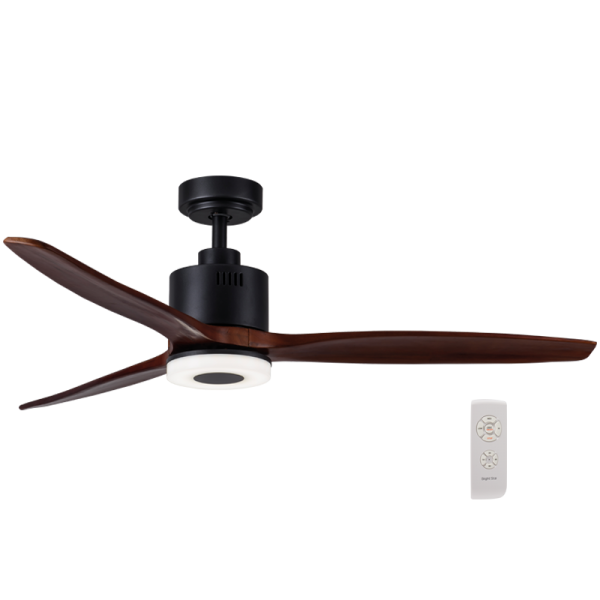 3 Blade Black Fan Wooden Blades - With Light