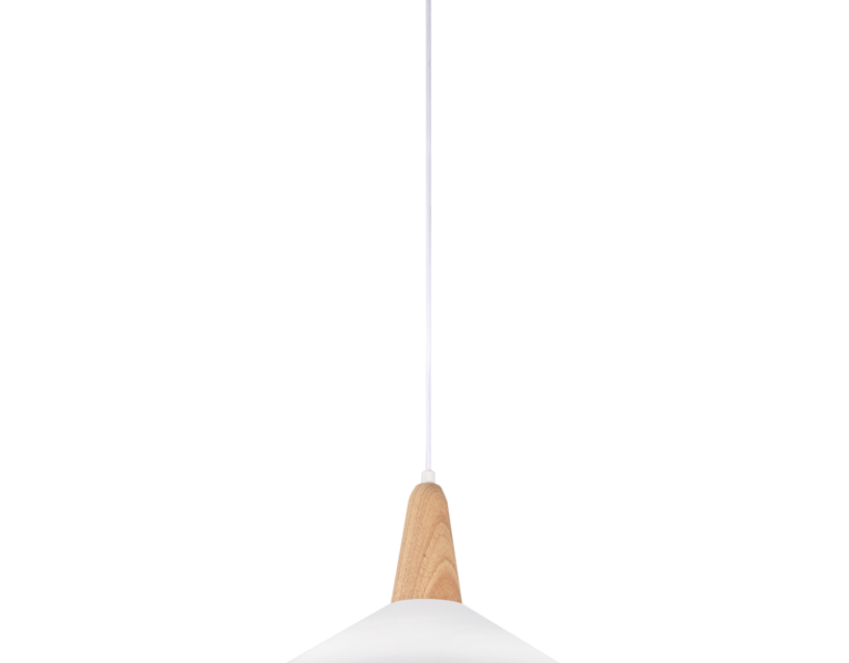 Metal Pendant with Light Wood Finish
