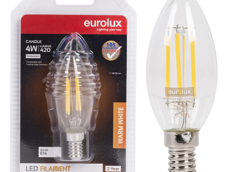 E14 Candle LED Filament Dimmable Warm White