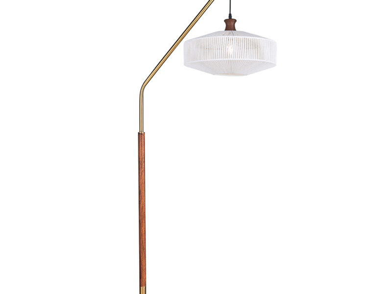 Floor Lamp Wood and Hemp Rope Shade
