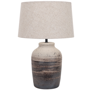 Table lamp stone with Hessian fabric shade