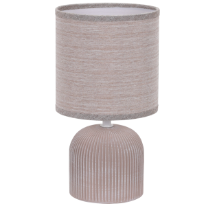 Table lamp short ribbed ceramic base with shade