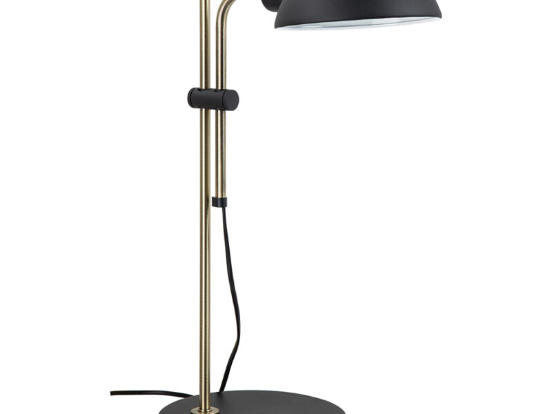 Metal Table Lamp Black and Antique Brass