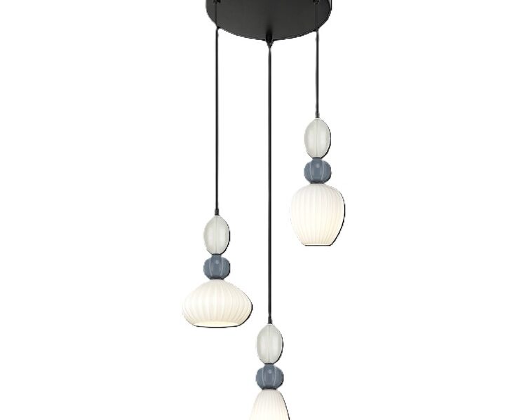 Ceramic Opal and Grey Trio Cluster