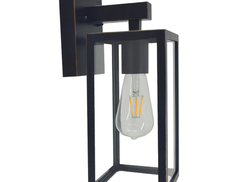 Outdoor Chic Wall Light Blk/Bronze trim